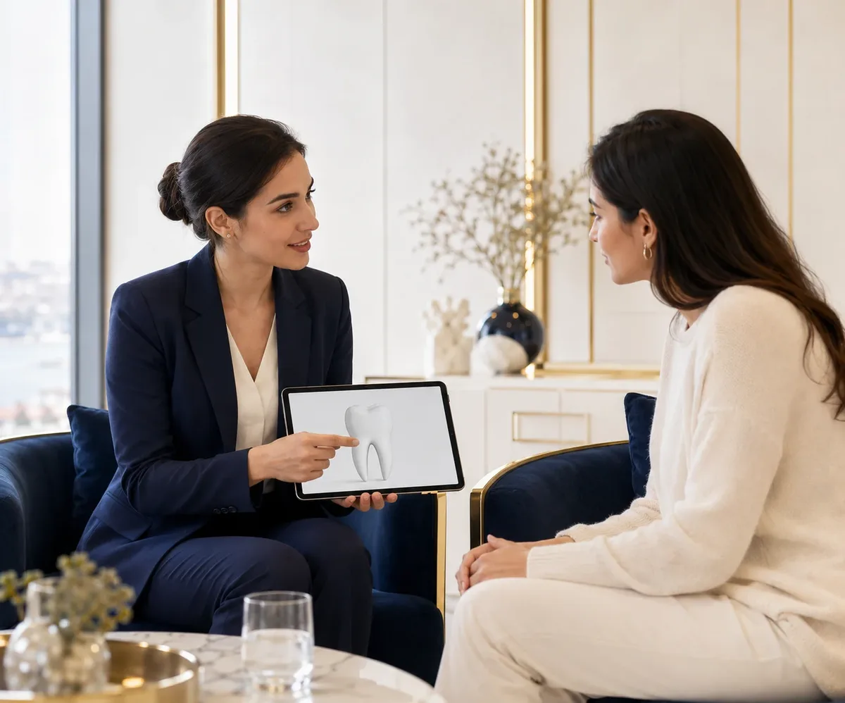 Tablet üzerinden açıklama yapılan bilgilendirme görüşmesi