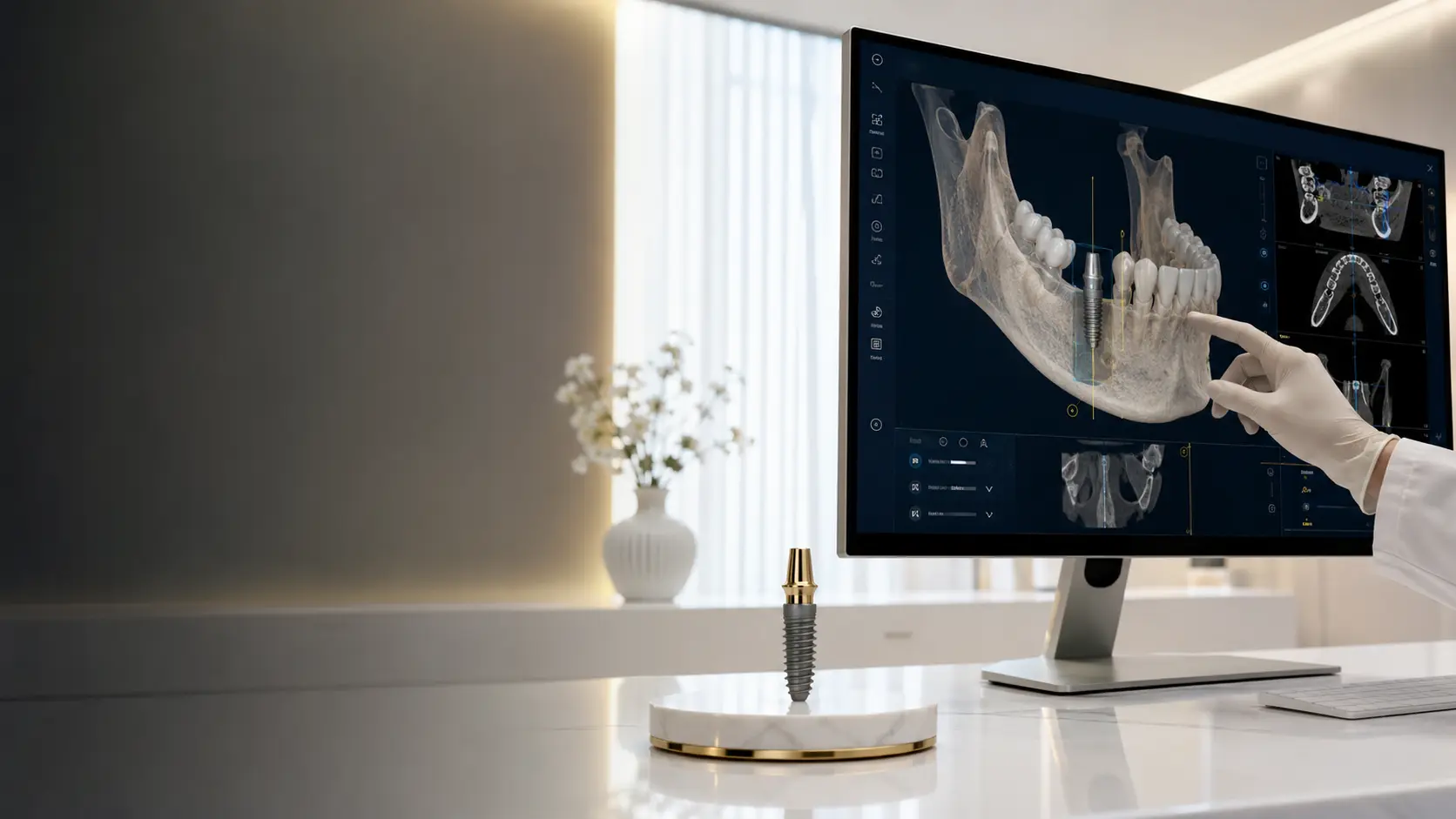 Planification numérique 3D de la position d’un implant dentaire.