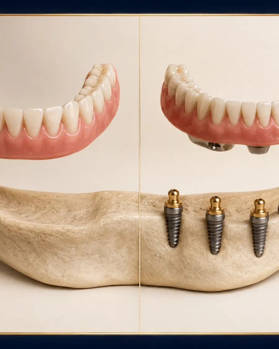 Comparaison d’une prothèse complète amovible et d’une prothèse stabilisée par implants