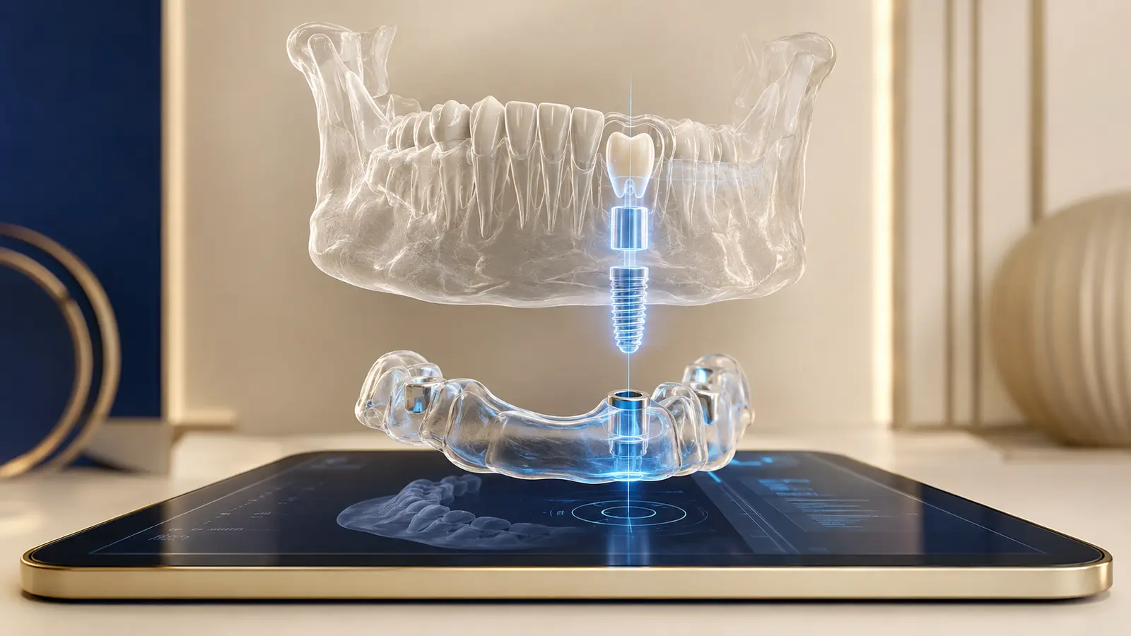 Bir implantın, kuronunun ve bir cerrahi rehberin dijital planlaması