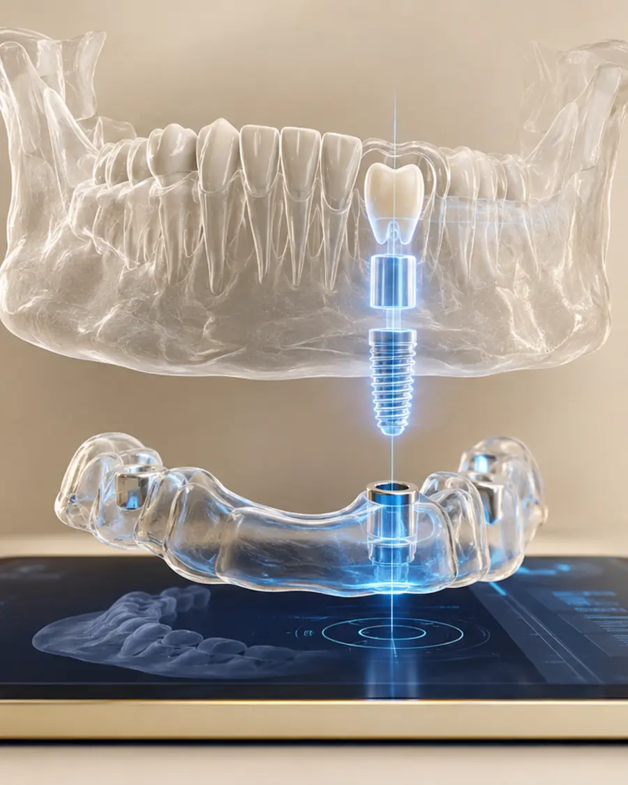 Bir implantın, kuronunun ve bir cerrahi rehberin dijital planlaması
